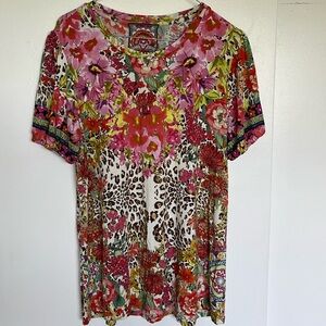 Johnny Was Wild Garden Puff Sleeve Knit Tee